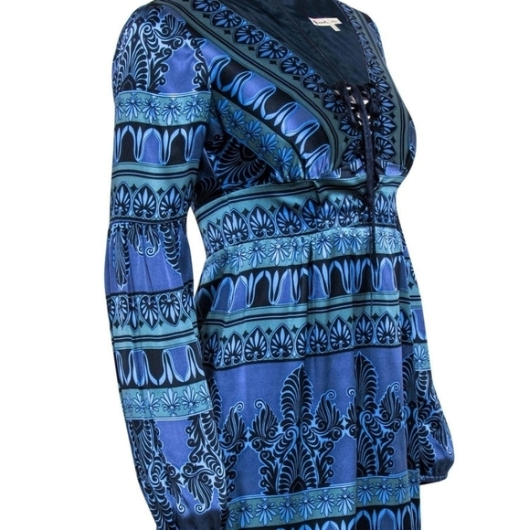 Nanette Lepore Bohemian Lace Up Silk Dress. - Picture 2 of 12